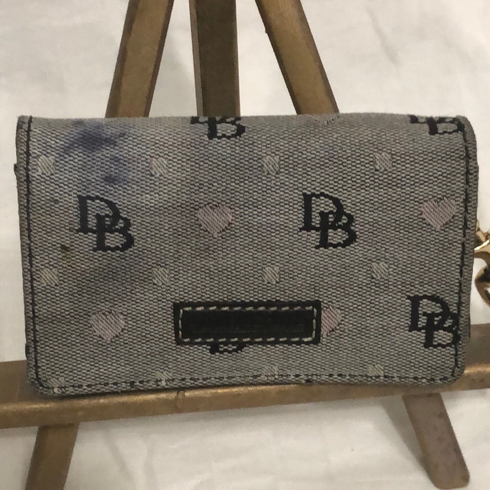 Dooney & Bourke Gray Wallet with Pink Heart Accents